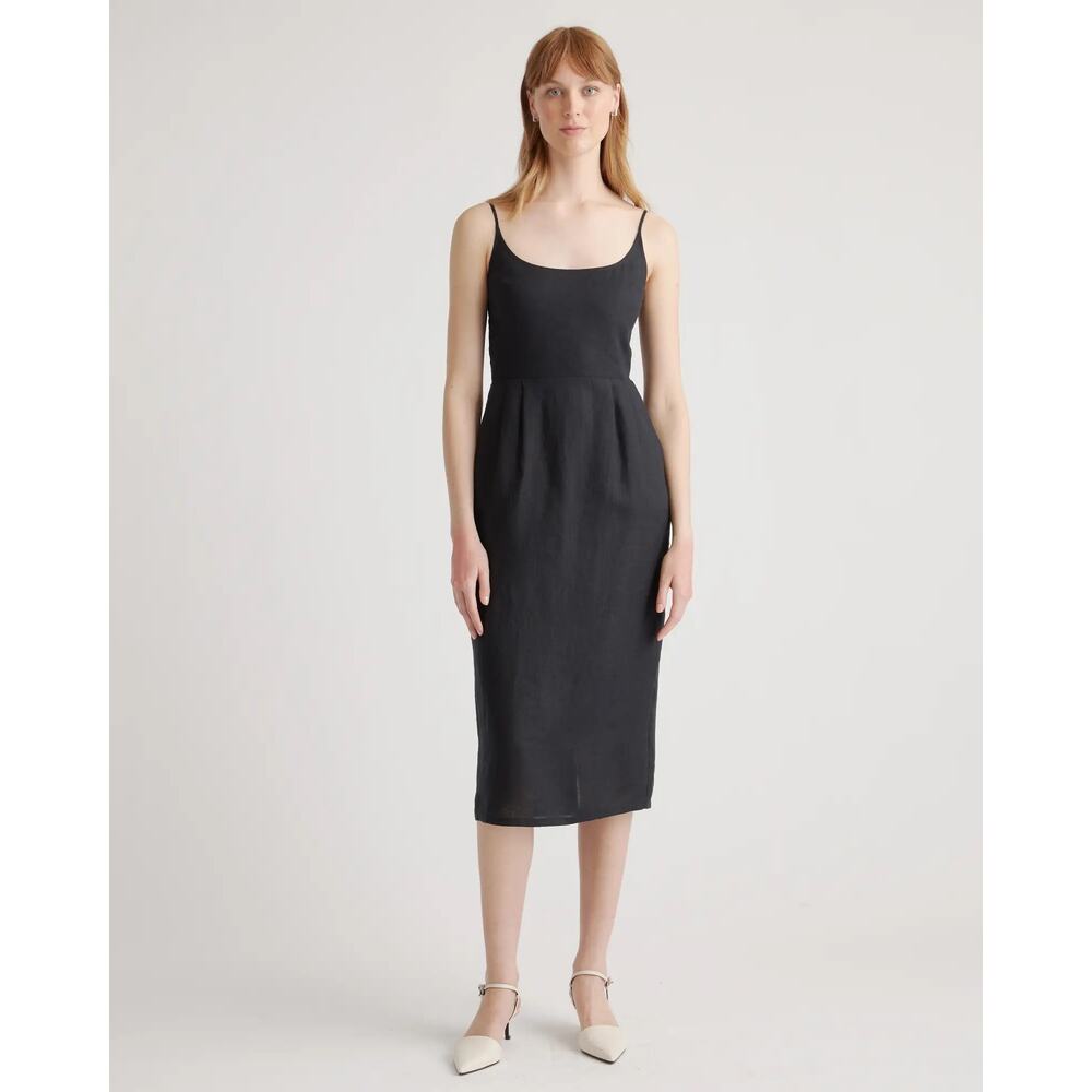 Quince Black Midi Dress with Timeless Elegance